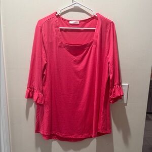 Elegant Pink Blouse with Ruffle Sleeves